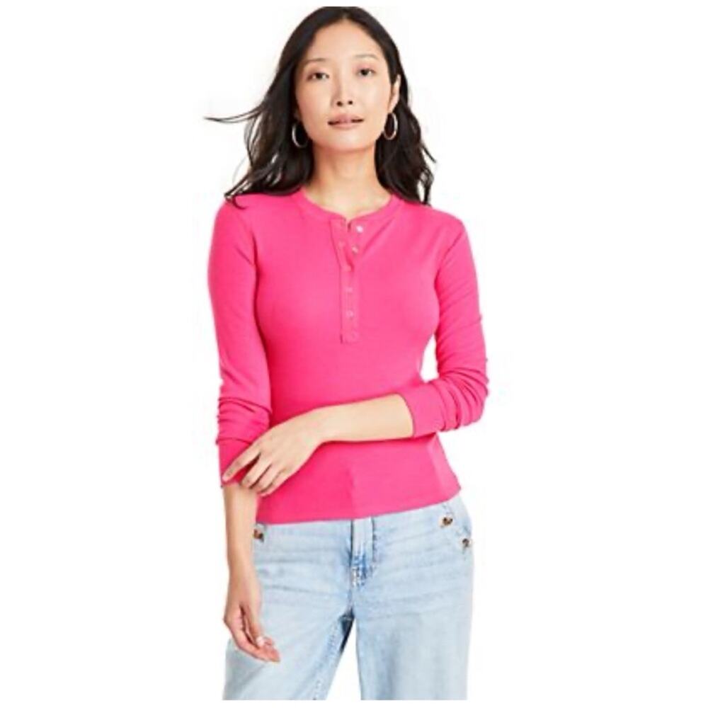 NWOT Lilly Pulitzer Pink Button-Up Henley Long Sleeve Sweatshirt Size S